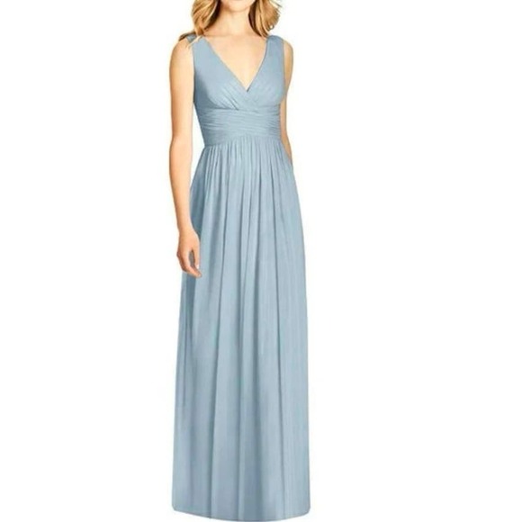 JENNY PACKHAM Cloudy Blue Chiffon Maxi Formal Bridesmaid Dress JP1004 - Sz 14 - Picture 1 of 6